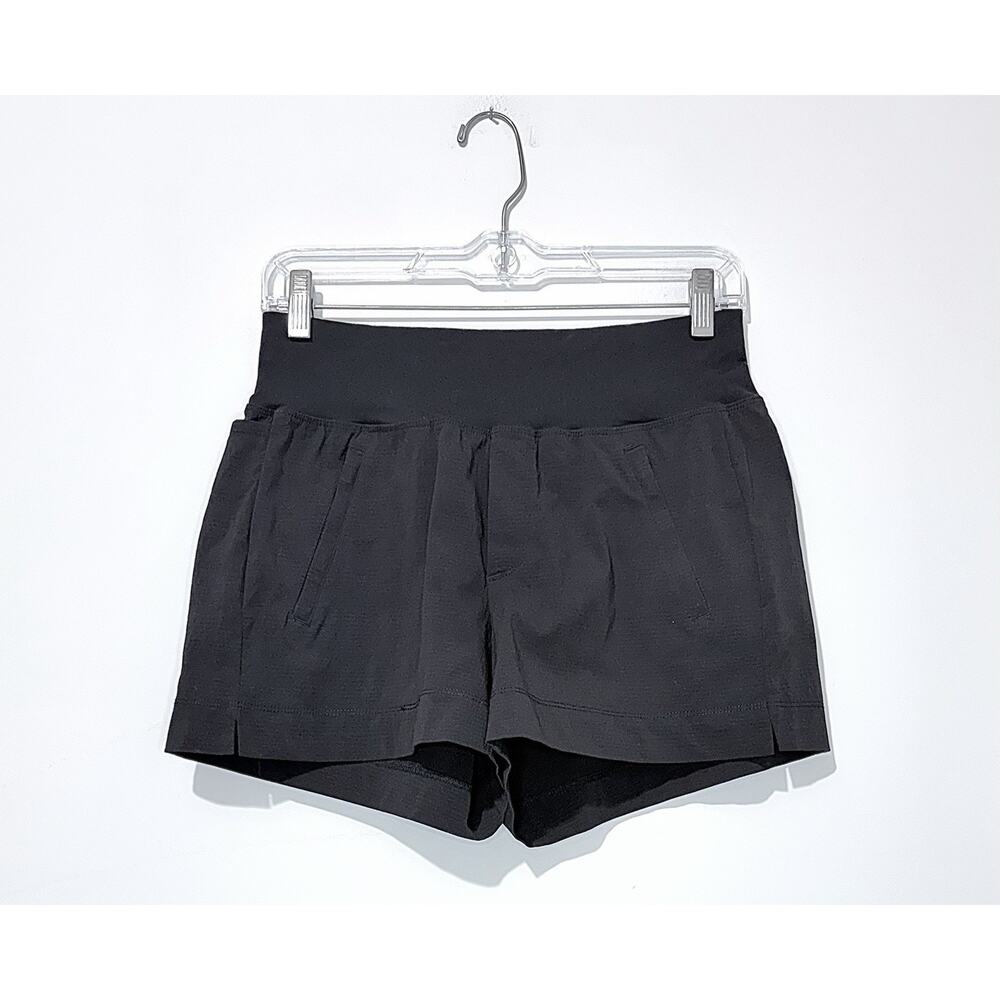 Athleta Trekkie North Shorts Womens 0 Black Zip Pockets Elastic Waist